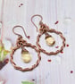 Wire Wrapped Citrine and Copper Hoop Earrings - Image 6