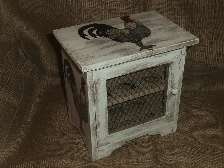 Egg Cabinet Box Storage Rooster Chicken Rustic Shabby Napkin Decoupage 