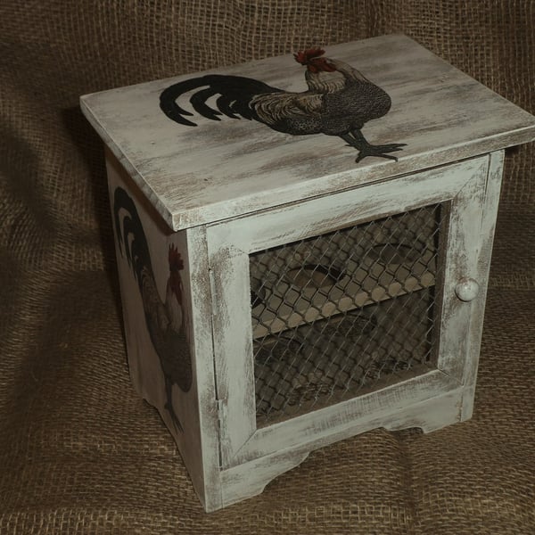 Egg Cabinet Box Storage Rooster Chicken Rustic Shabby Napkin Decoupage 