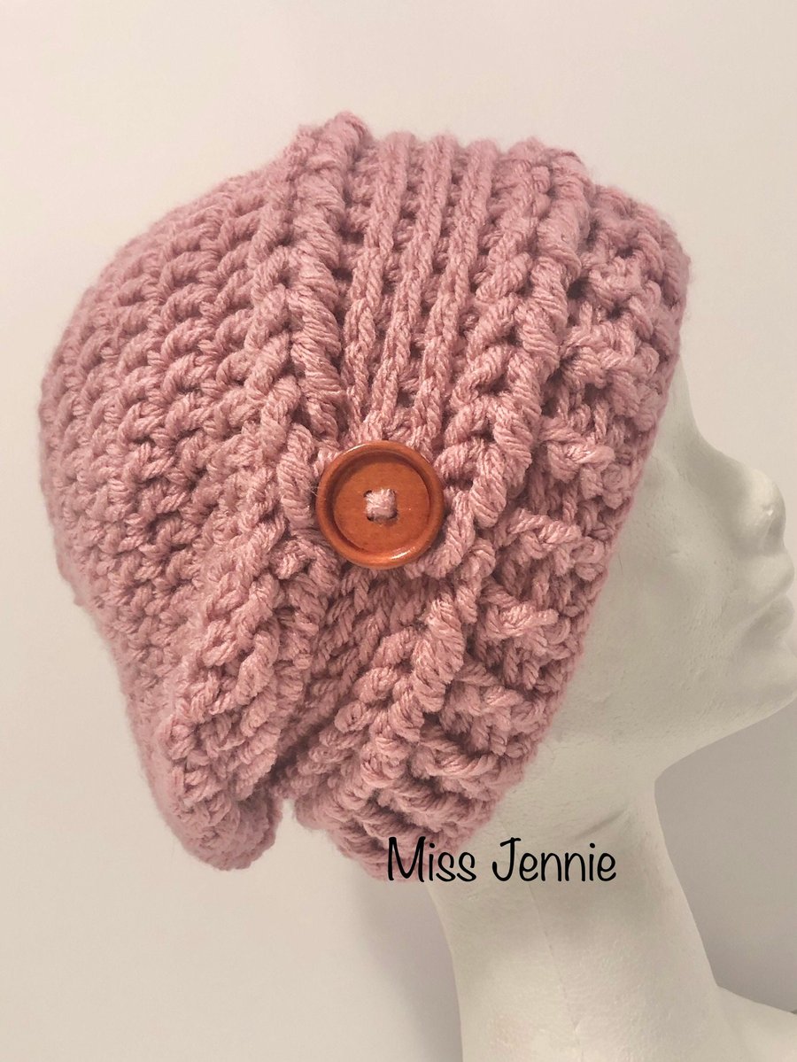 Crochet Slouch Hat, Womens Beanie, Pale Rose Hat, Womens Fashion hat, Slouch hat