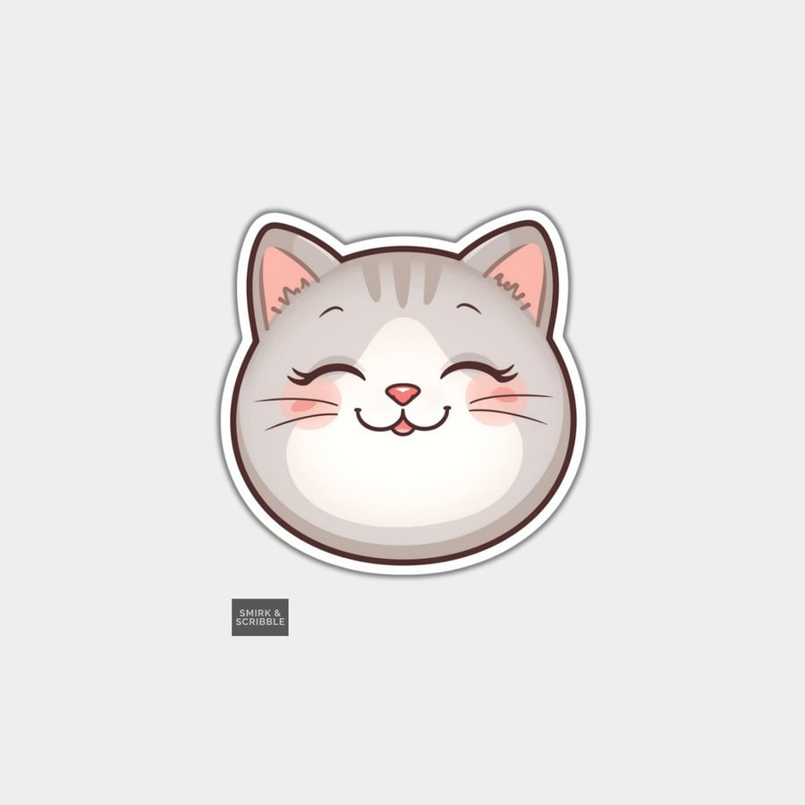 Funny Vinyl Sticker For Adults - Cute Cat Face