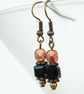 Earrings, Black and copper crystal earrings - Image 5