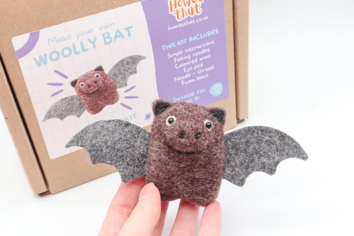DIY Kit Woolly Bat Needle Felting - Beginners Craft Kit High Quality