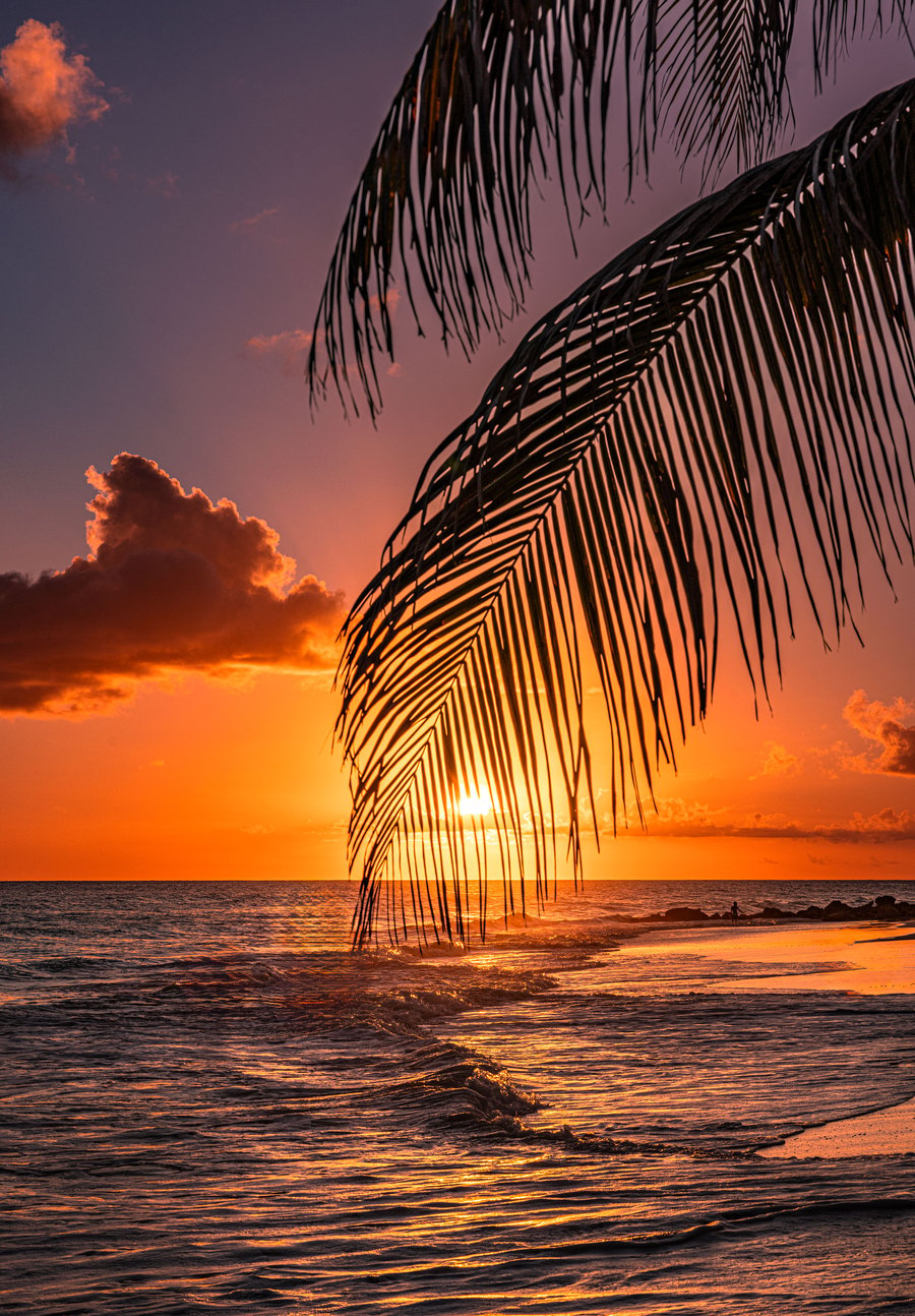 A magnificent wall art sunset on the tropical Island of Barbados