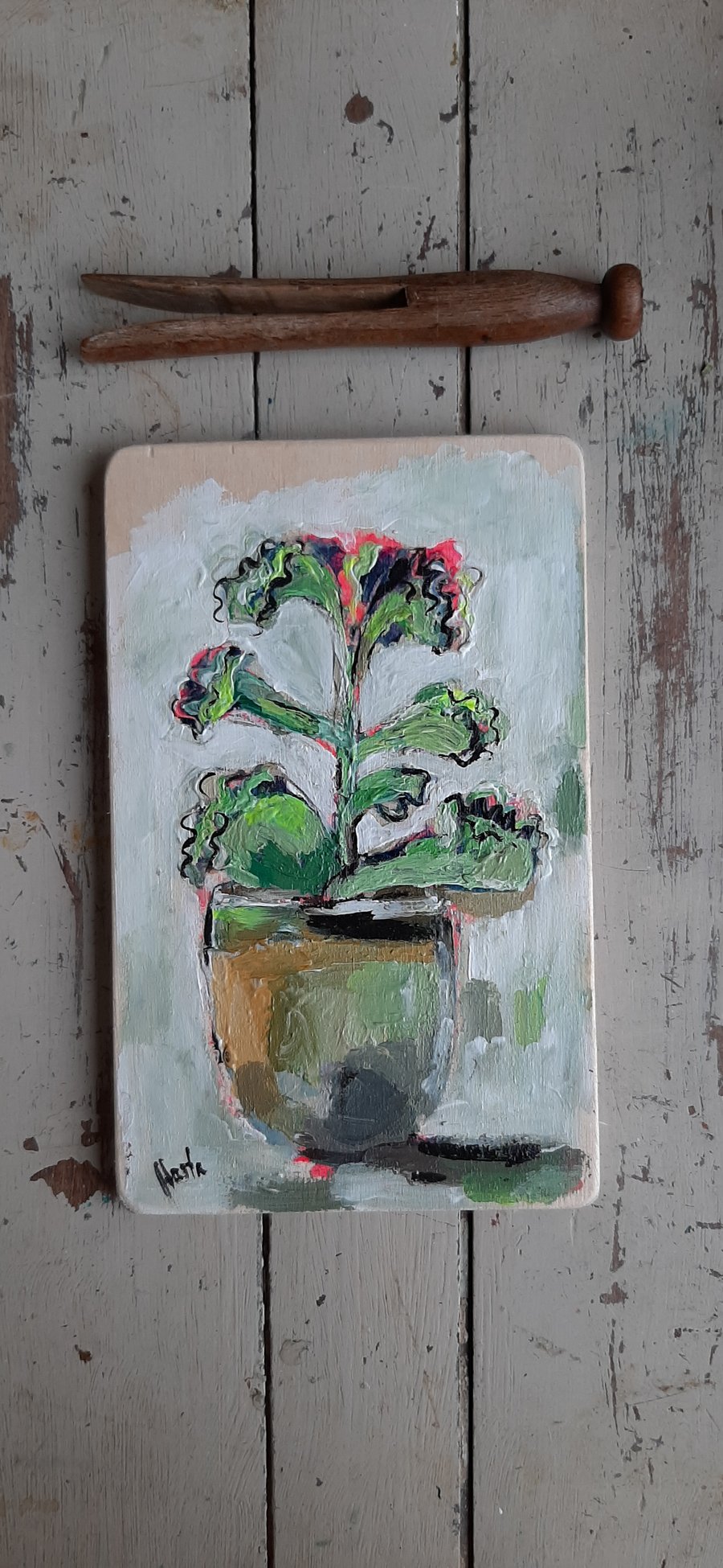 Small still life house plant painting 