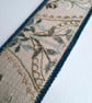 Textile bookmark - aqua blue embroidered curtain, wool and velvet fabrics - Image 4