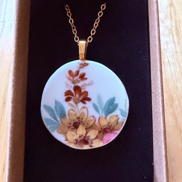 Upcycled bone china necklace floral 