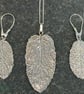 Hand Made .999 Silver Mint Leaf  Earring and Pendant Set