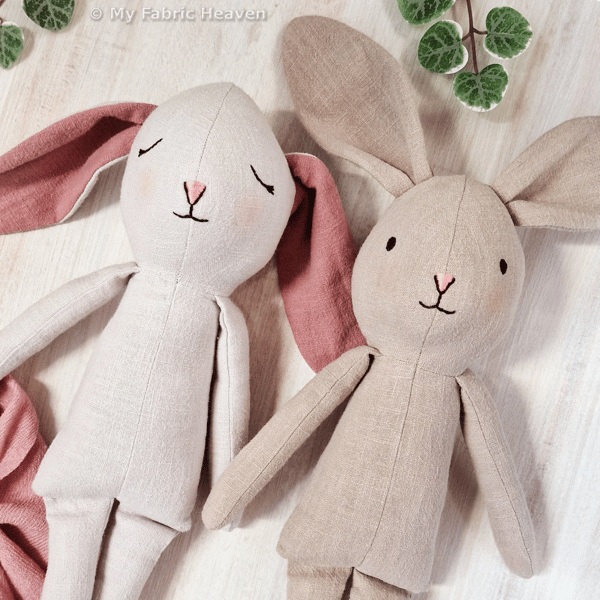 PDF Bunny Doll Sewing PATTERN, 2 Styles of Cloth Bunny Rabbit Stuffed Animal
