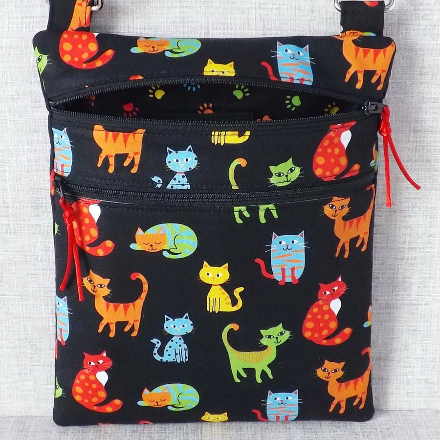 Cross body bag, dog walking bag, phone bag, cats