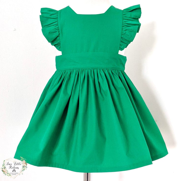 Girls pinafore dress in rich emerald green. Tod... - Folksy