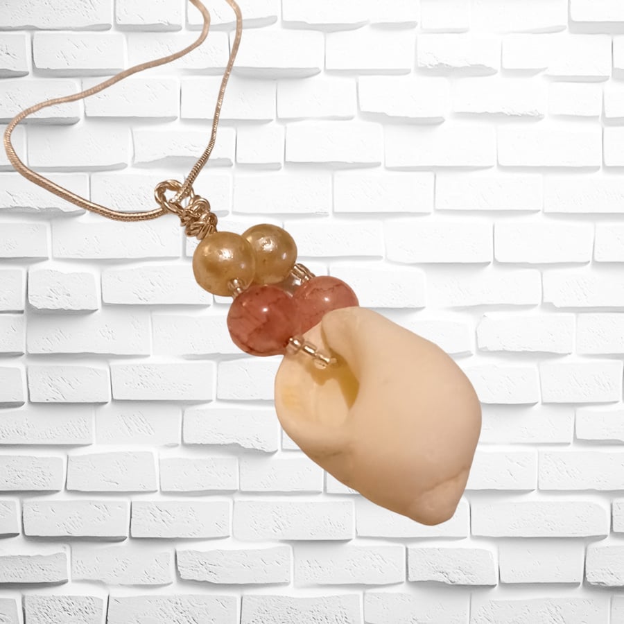 Seashell Pendant on Silverplated Chain