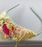 Green & Pink Silk Beaded Side Tiara with Pink Agate and Pearls - Image 5