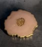 Double Sided Resin Geode Style Coaster - Pink and Gold with Gold Edging - Image 1