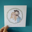 Cartoon Card, personalised card, cartoon illustration, family portrait card