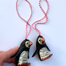 Individual Hanging Copper Puffin - festive birds nature inspired magical home