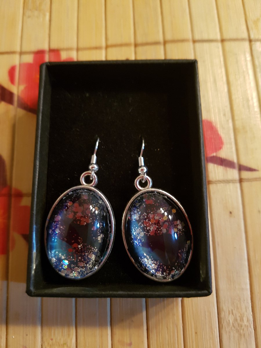 Blue sparkly handcrafted earings 