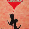 Anniversary Card: Cats Heart Card, Anniversary Cats Card, Anniversary Heart Card