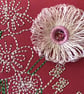 Happy Birthday bouquet with a Fluffy Flower 5x7  White Card Handmade Embroidered - Image 2