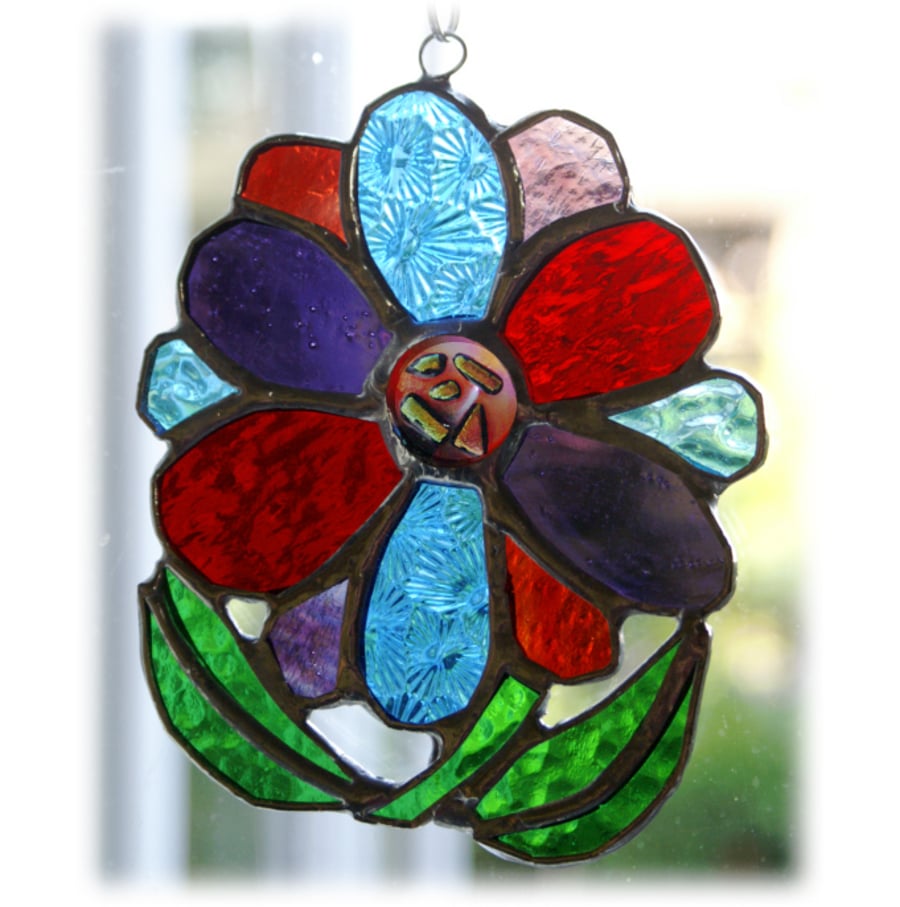 Dahlia Stained Glass Suncatcher Flower Dichroic