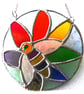 Bee on Rainbow Flower Stained Glass Suncatcher Handmade - Image 2