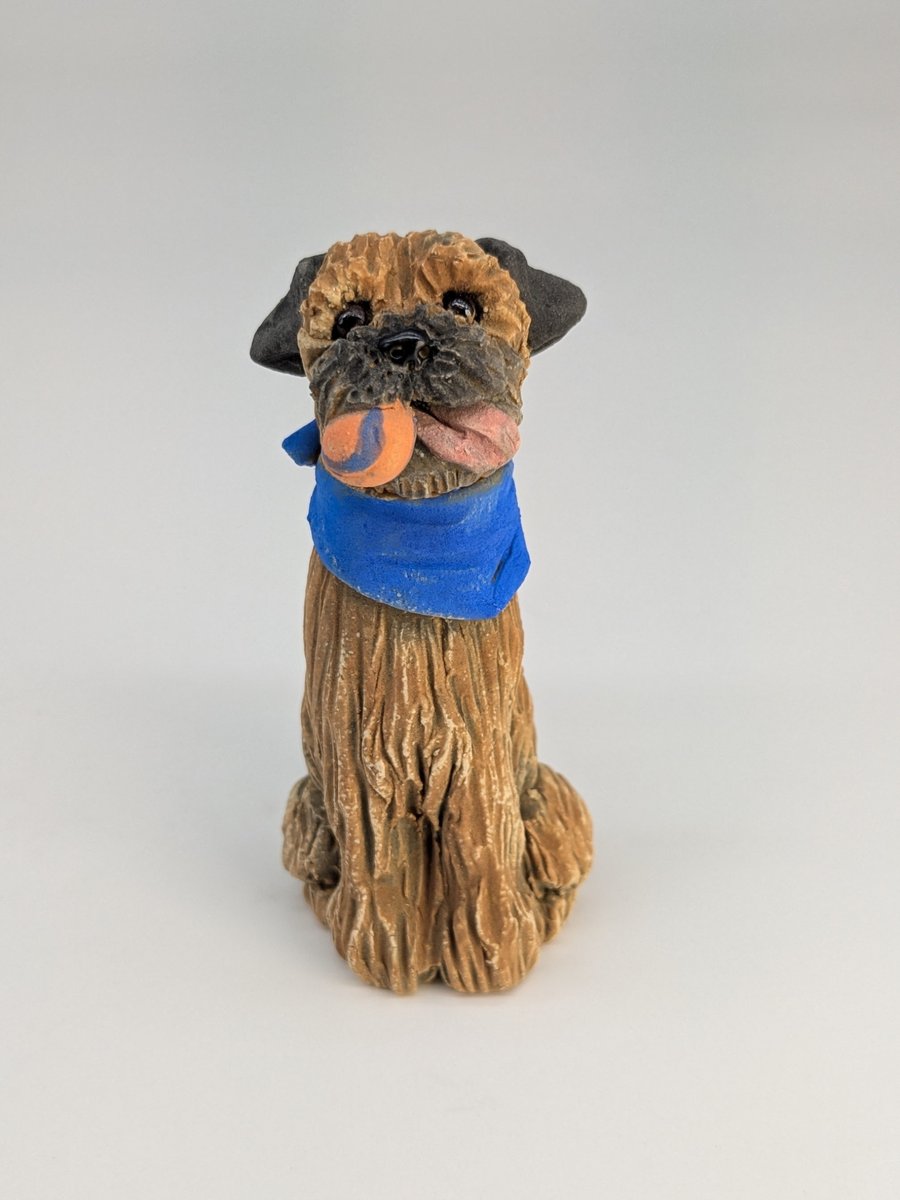 Mini Border Terrier with ball and neckerchief - 7