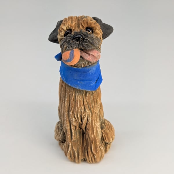 Mini Border Terrier with ball and neckerchief - 7