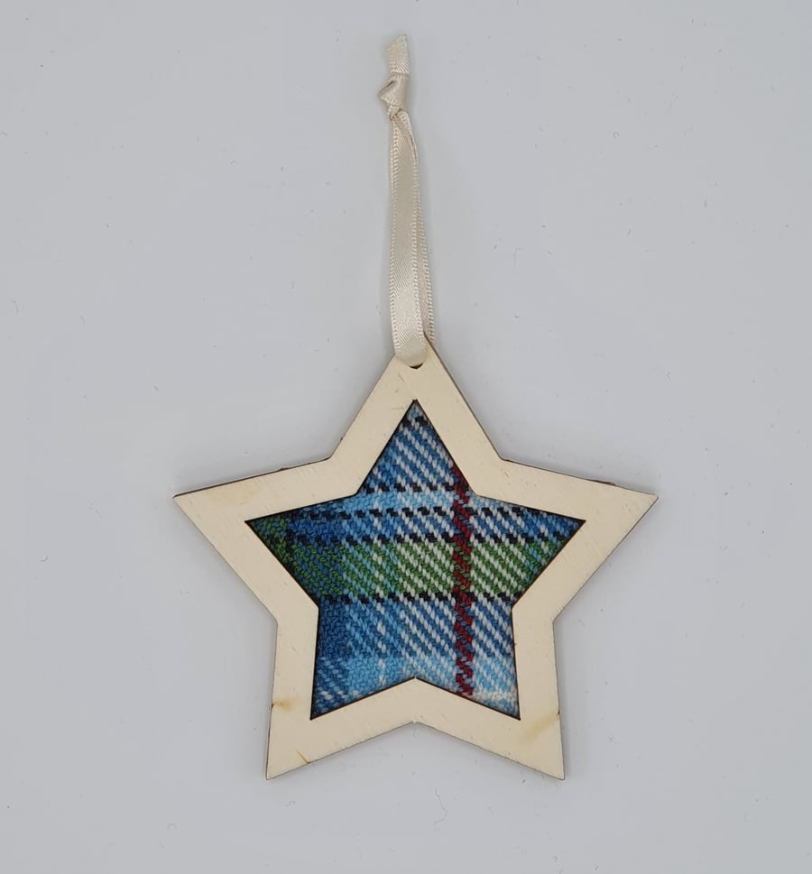 Snowdrop Tartan Handwoven Star Decoration 