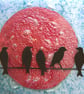 Artist made fused glass 'Birds on a Wire' Picture. - Image 4