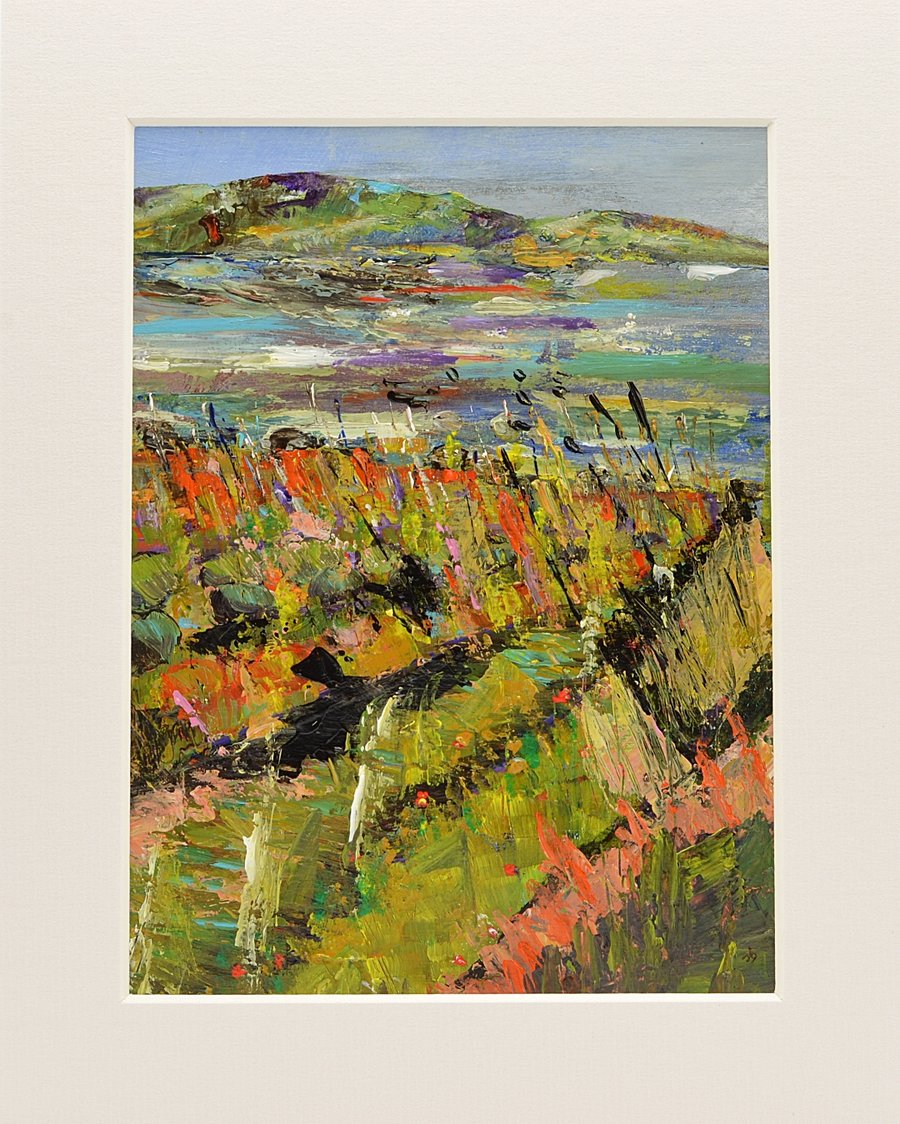 Modern Abstract Painting of Nigg, Easter Ross. 10 x 8 inches.