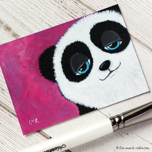 Cute Panda Bear - Original ACEO Painting