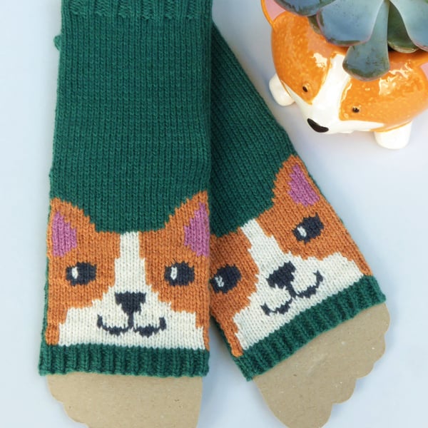 Corgi Yoga Socks with Open Toes and Heels