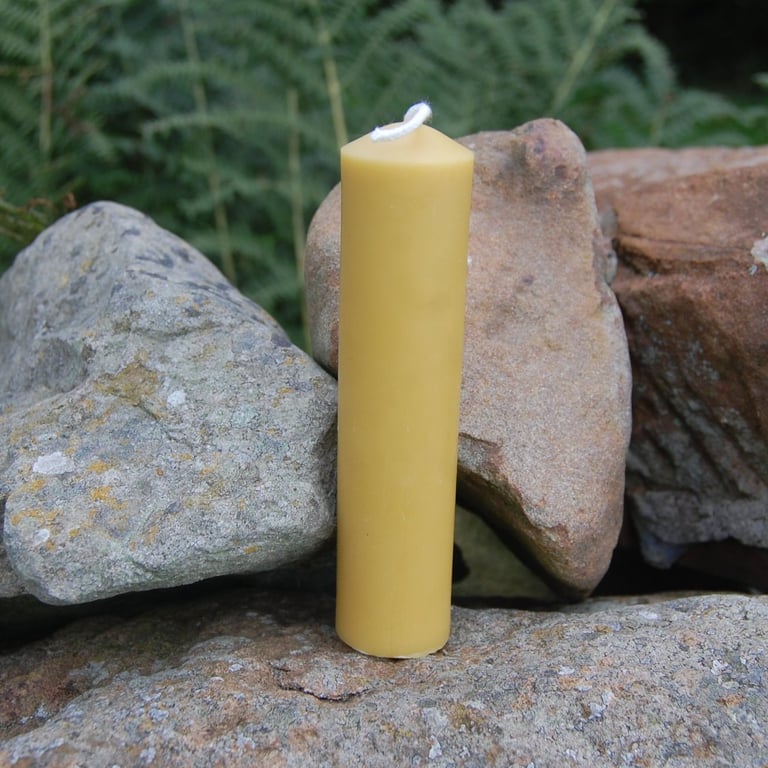 Slim Beeswax Pillar Candle (14cm) Hand Poured