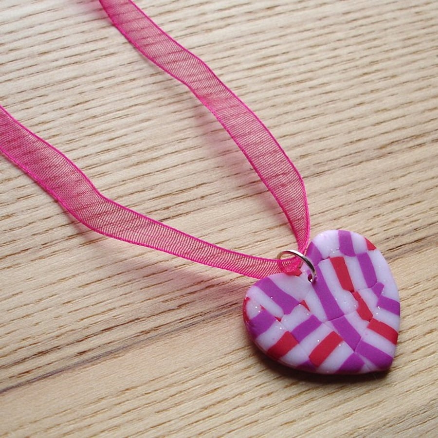 Eton Mess Heart FIMO Polymer Clay Pendant