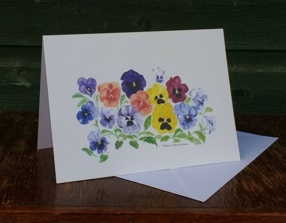 Pansies greetings card.