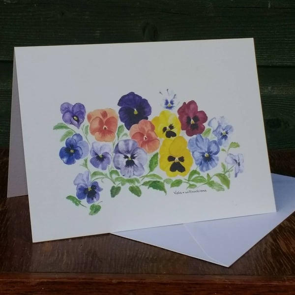 Pansies greetings card.