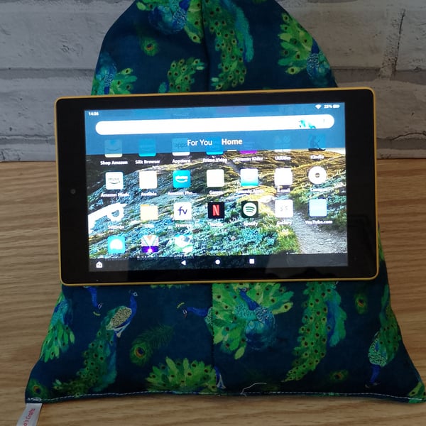 Peacock Kindle Cushion Stand: Book Stand: Ipad stand: Tablet Stand