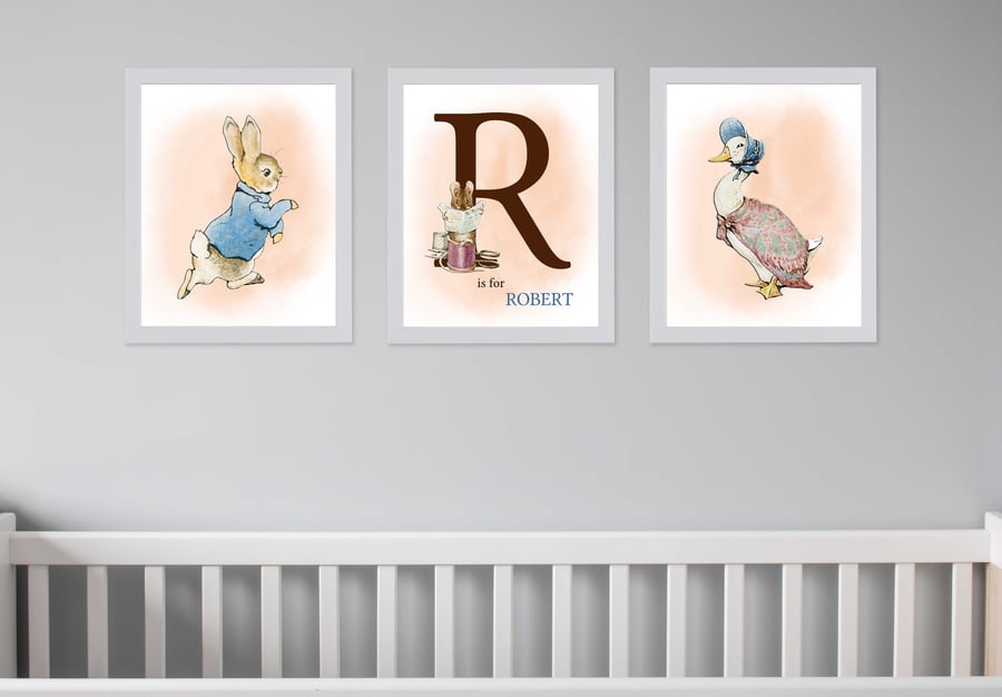Peter Rabbit nursery prints, Peter Rabbit wall decor, Peter rabbit baby gift