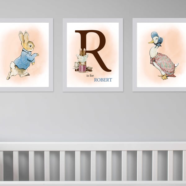 Peter Rabbit nursery prints, Peter Rabbit wall decor, Peter rabbit baby gift