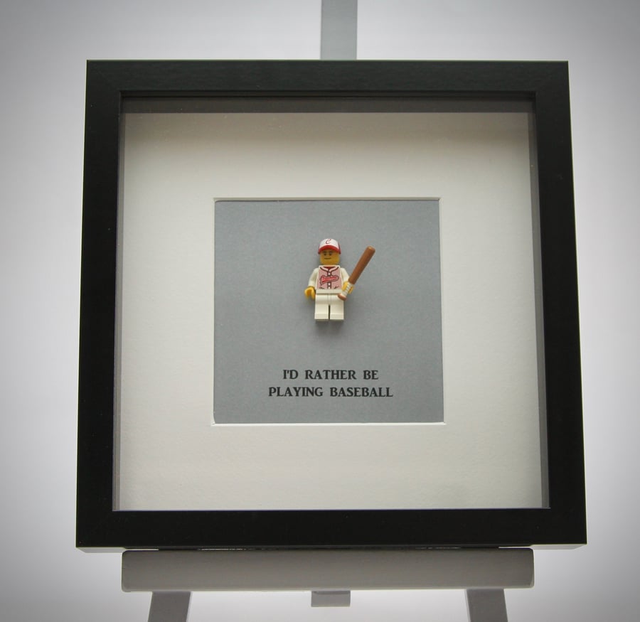 I'd rather be playing Baseball  Lego mini Figure frame