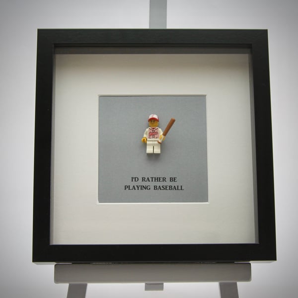 I'd rather be playing Baseball  Lego mini Figure frame