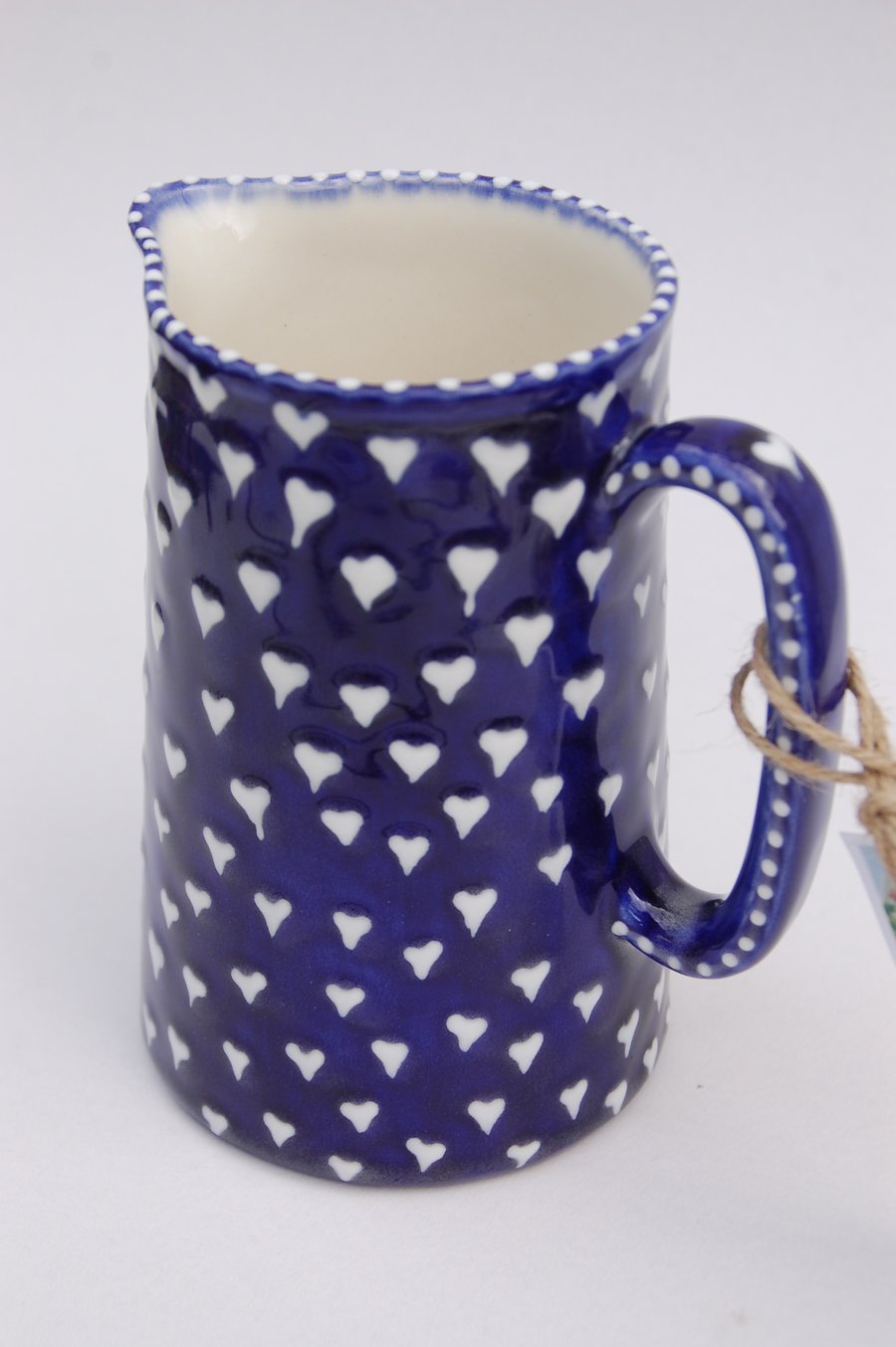 Blue and white heart jug