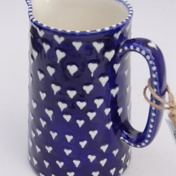 Blue and white heart jug