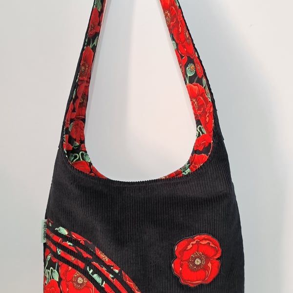 Big tote bag with poppy flowers 