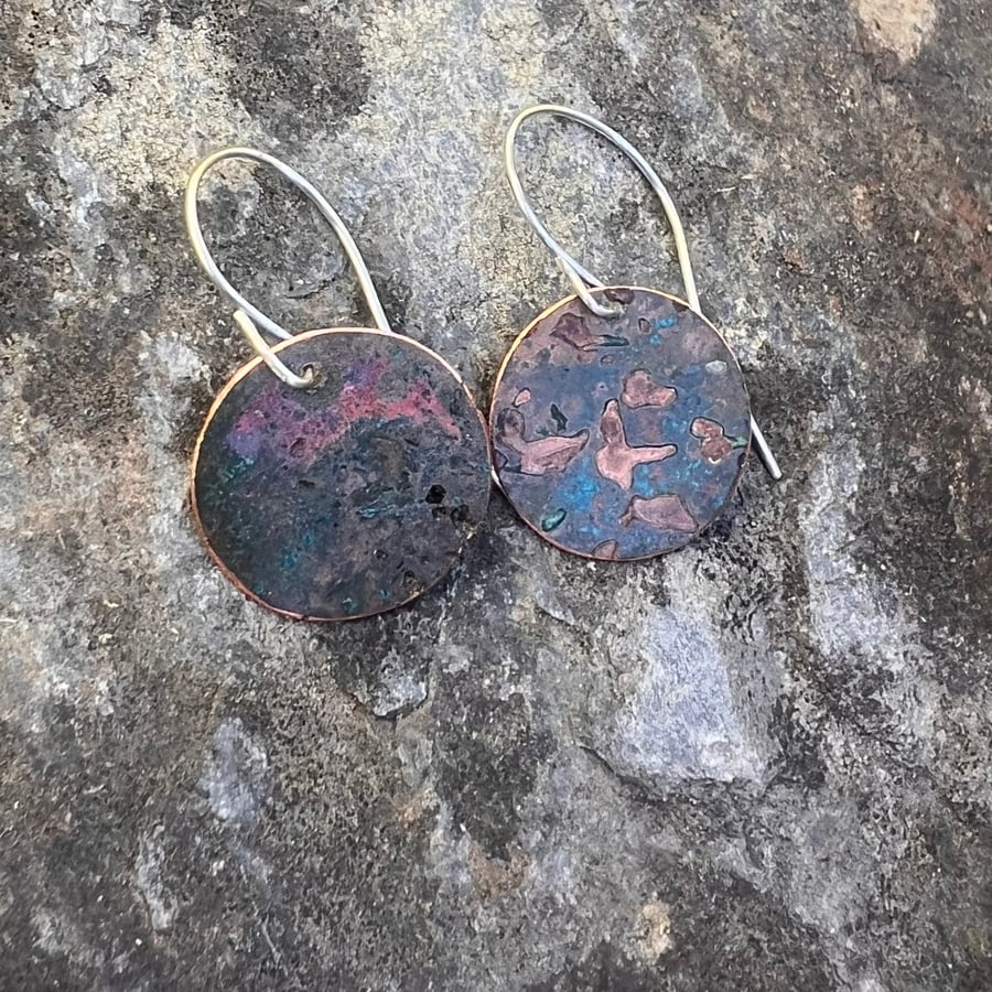   Verdigris Circle Dangle Earrings