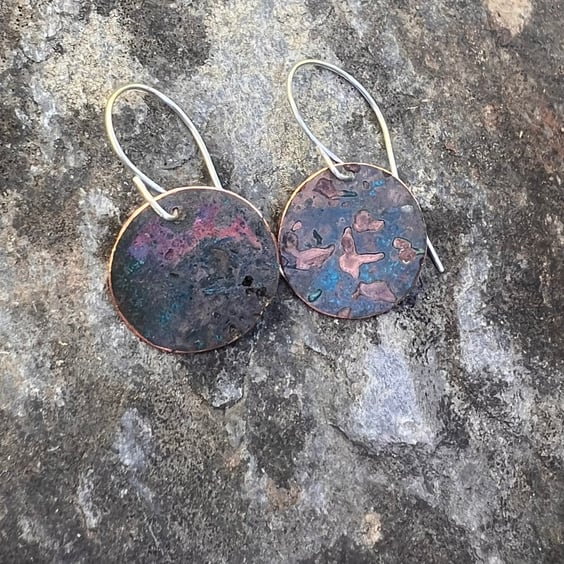   Verdigris Circle Dangle Earrings