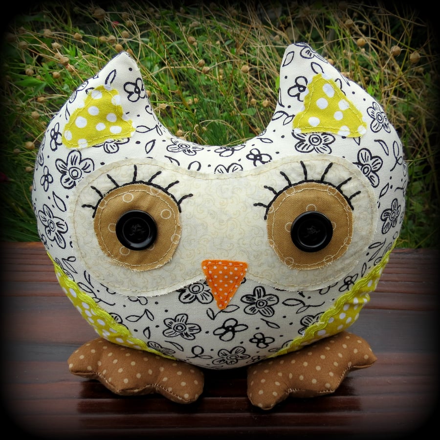 Polly, an owl doorstop. Owl bookend. 