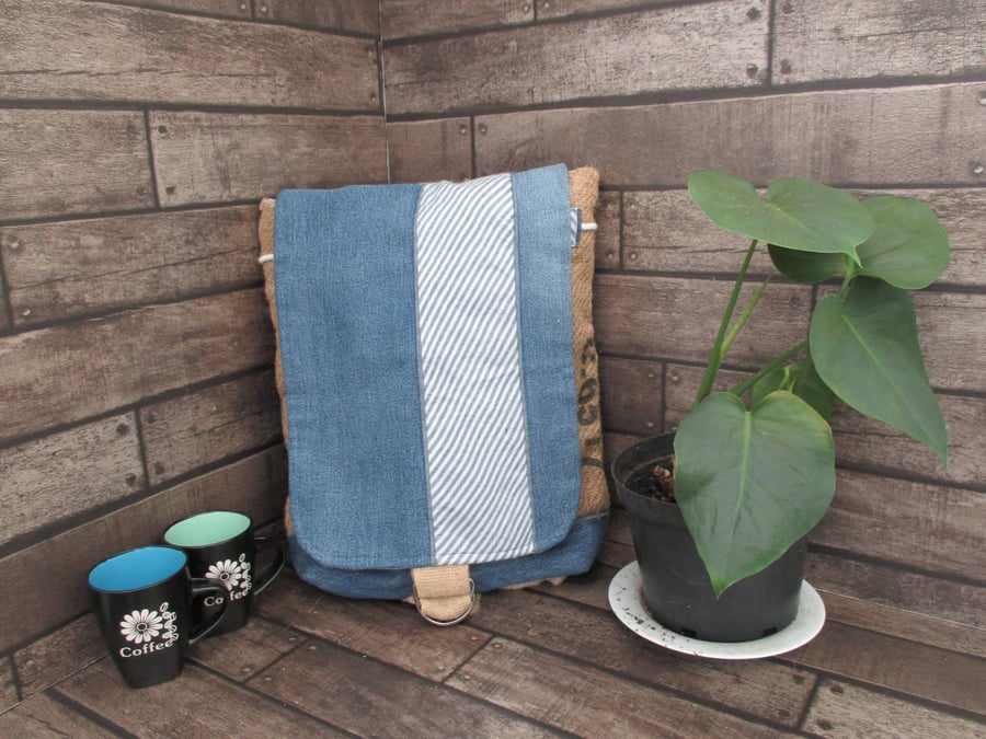 Upcycled Denim Rucksack Handmade Sustainable Backpack