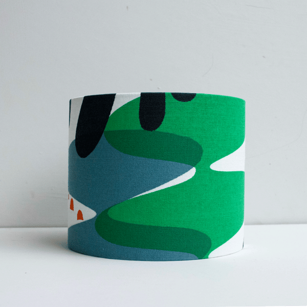 SECONDS SALE - Hand printed small 20cm diameter lampshade. Navy, Teal