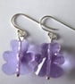 Sterling Silver & Crystal Glass Teddy Bear Earrings Lilac - Image 1